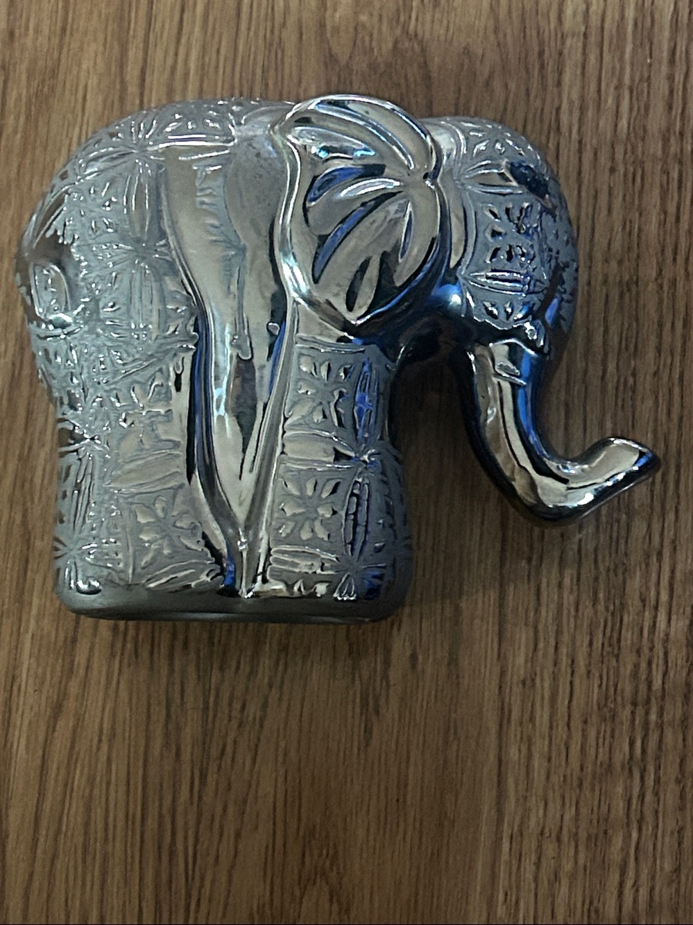 Silver Elephant Figurine Decorative Accent